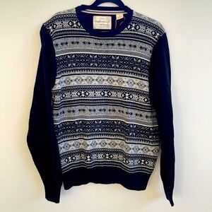Weatherproof Vintage black fair isle holiday sweater crewneck M